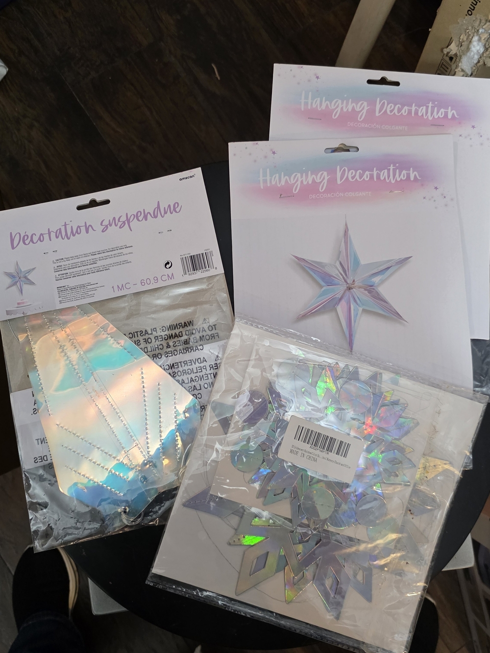 NWT Iridescent 3D Star Hanging Decorations Set Pastel Rainbow
